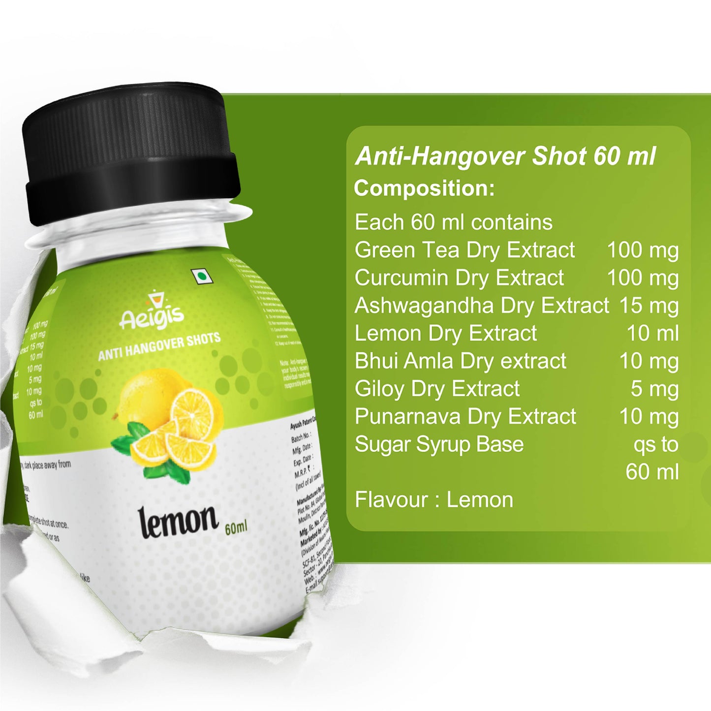 Aeigis Anti Hangover Shot Lemon